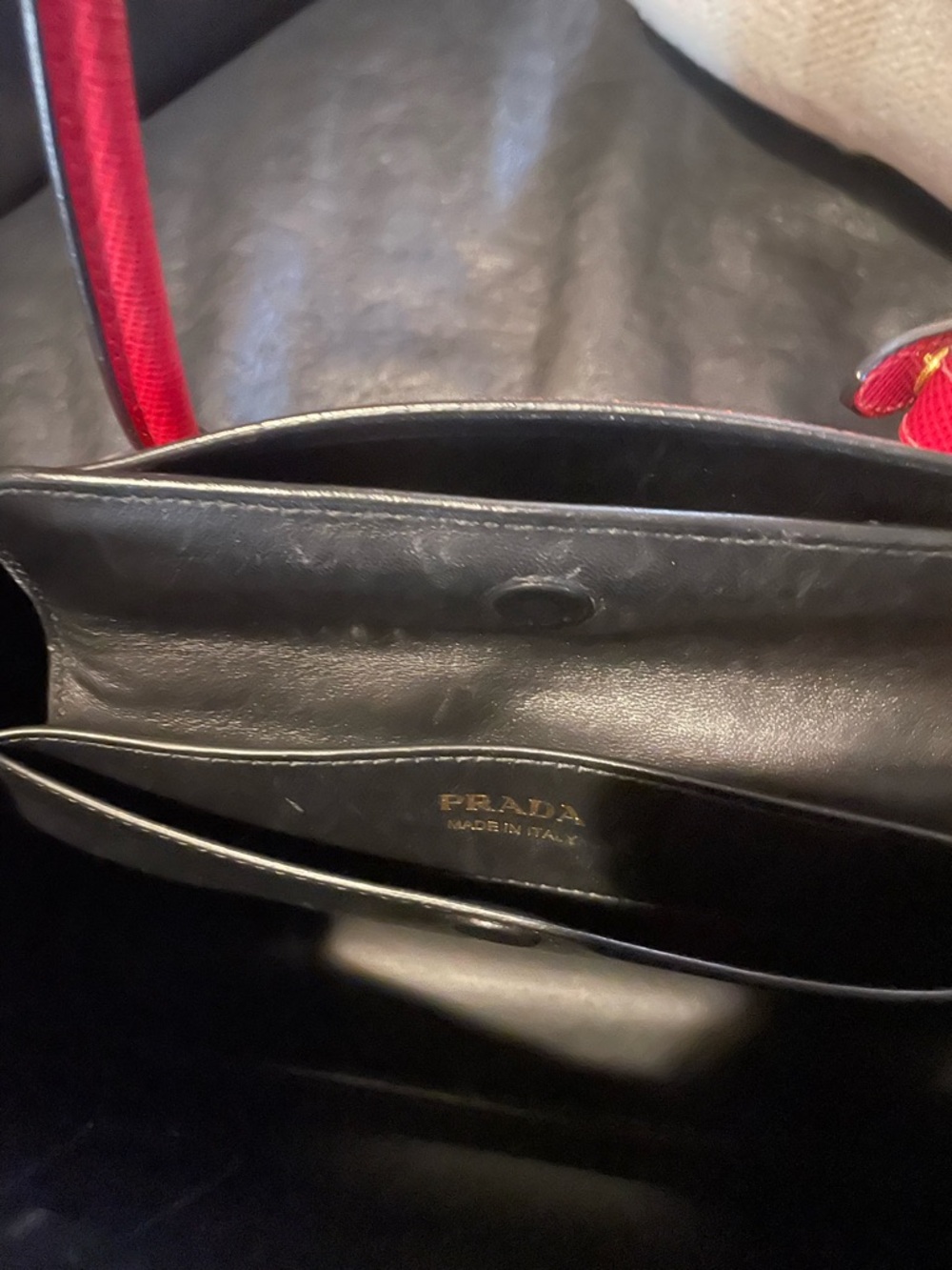 Prada  double medium Red Saffiano Leather bag with Adjustable Strap - Picture 6 of 8